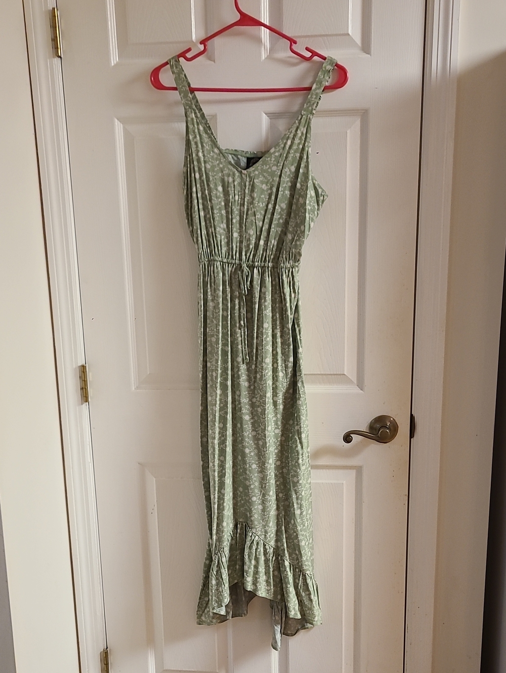 bobeau Sage Green Floral Tie-Front Maxi Dress